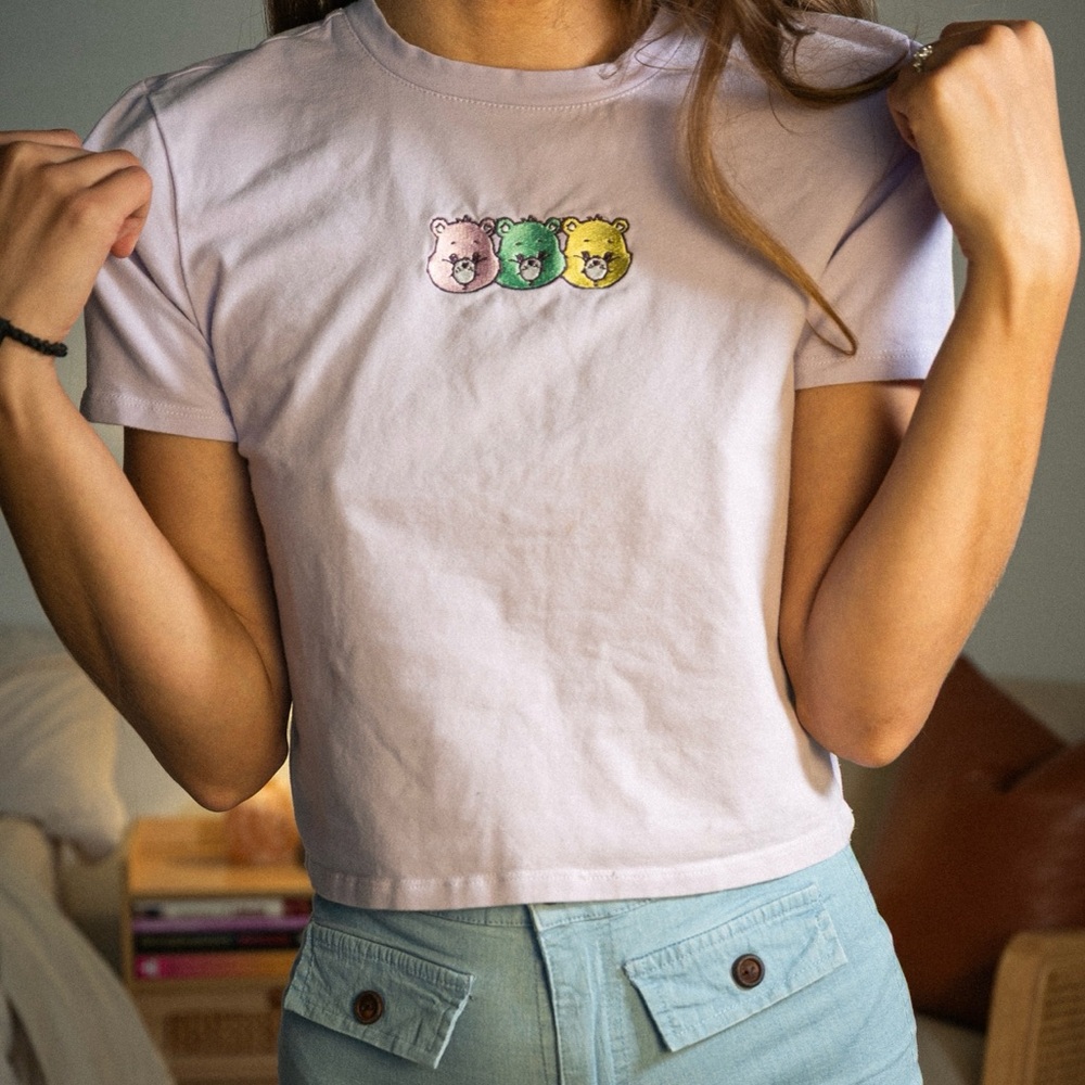 Care Bears Cropped Y2K Embroidered T-Shirt